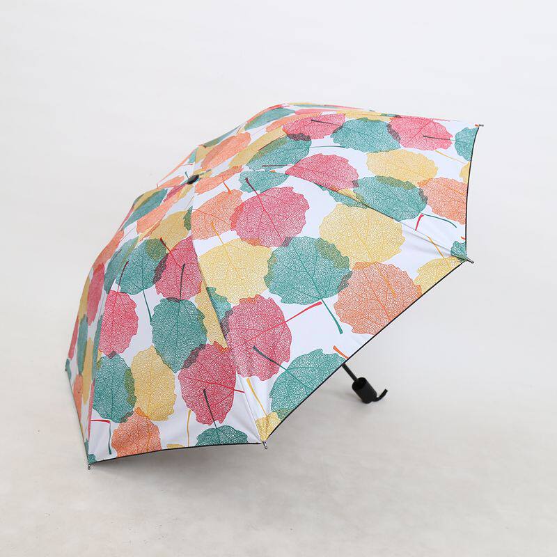 创意枫叶雨伞折叠 晴雨两用黑胶太阳伞 防晒遮阳小清新雨伞