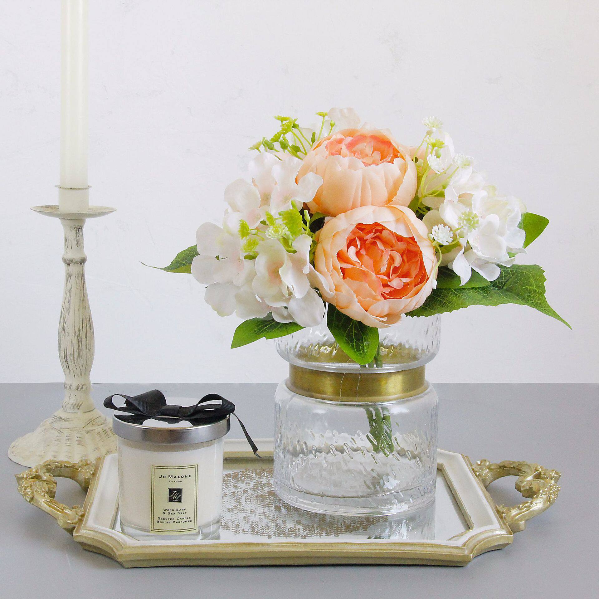 高档欧式婚庆玫瑰花把束牡丹绣球仿真花束仿真花家居装饰花艺假花