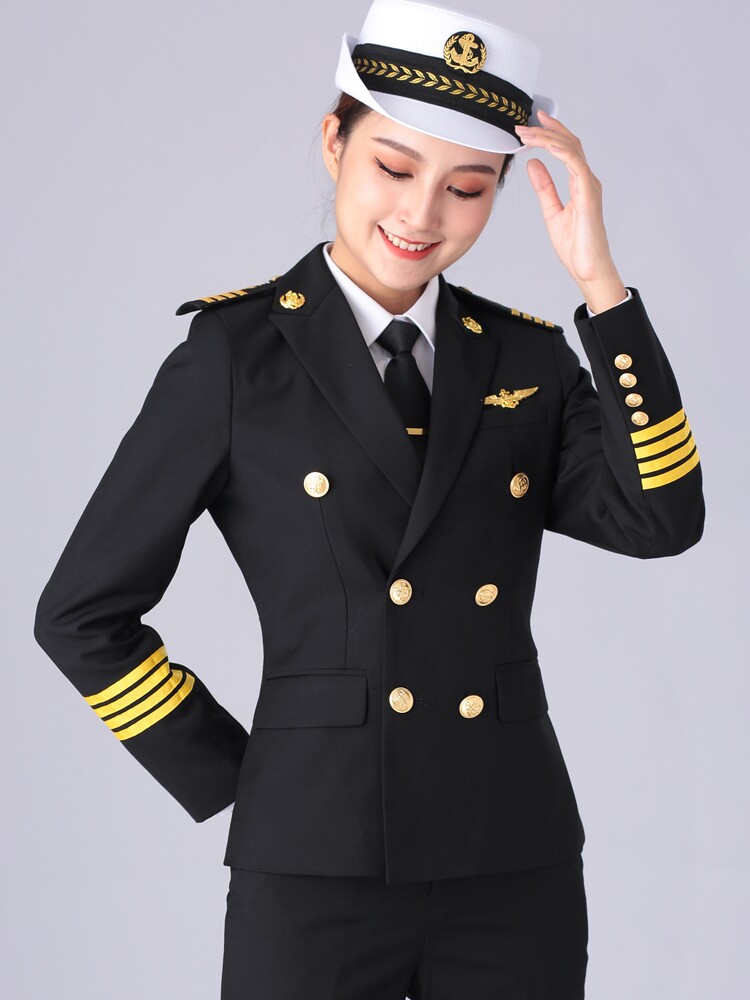 WOMENS CRUISE YACHT CAPTAIN UNIFORM CREW BLACK BLAZER NAUTICAL SHIP WORK CLOTHES PERSONALITY WOMENS SUIT