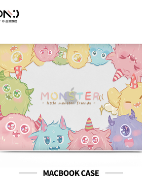 丛潇 手绘小怪兽适用苹果macbookair保护壳2024款mac笔记本M2电脑pro套macpro14寸13透明macm2膜M1配件15软16