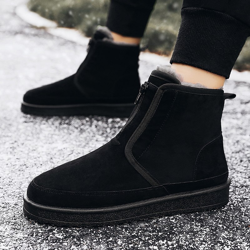 RUSSIAN SNOW BOOTS MENS WINTER VELVET THICKENED WATERPROOF COTTON SHOES PLUS SIZE ZIPPER ANTI SLIP WARM BREAD SHOES 45