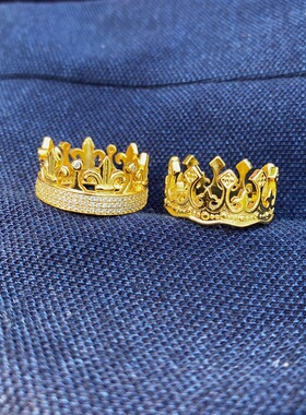 原创设计皇冠戒指国王皇后食指尾戒ins潮嘻哈网红咖情侣新品指环