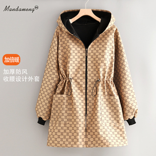 保暖加厚加绒围裙长袖 收腰外套工作服女洋气罩衣 防水耐脏大褂时尚