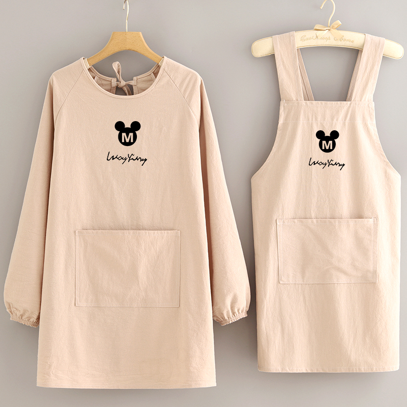 曼达萌棉皱布防污耐脏长袖罩衣