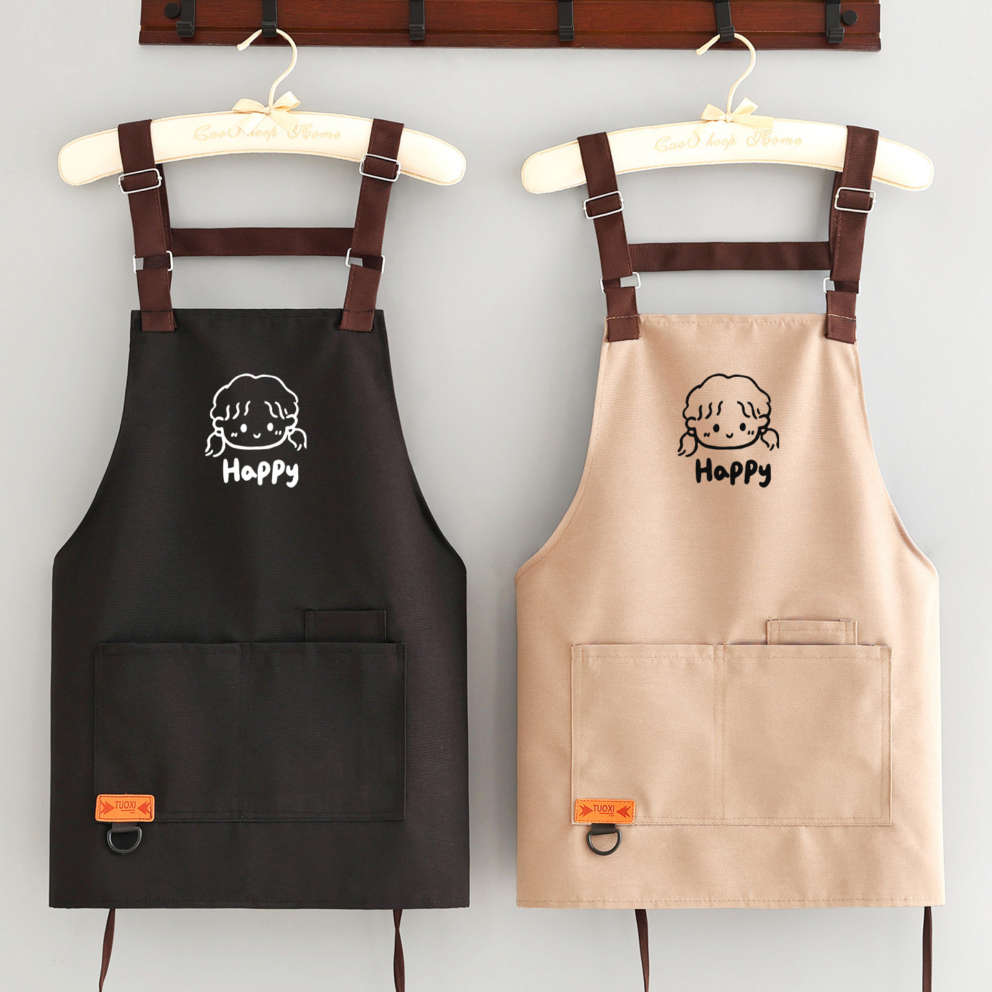 时尚帆布广告围裙厨房做饭围腰印字logo餐饮饭店专用工作服男女款