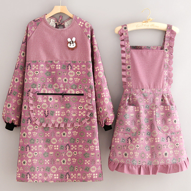 时尚长袖帆布罩衣耐磨围裙厨房家用透气做饭围腰上班成人工作服女,家庭/个人清洁工具,围裙,淘宝优惠券,粉丝福利购,淘宝优惠卷