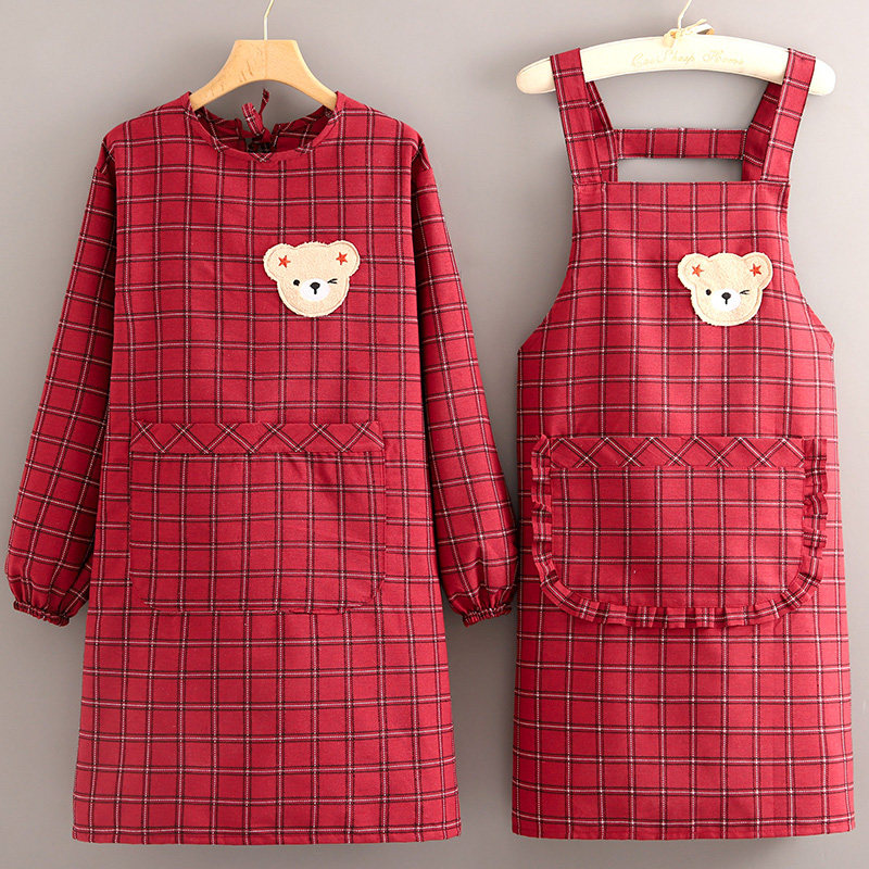 家用厨房围裙罩衣女新款长袖防污耐磨透气工作服上班做饭大人围腰,家庭/个人清洁工具,围裙,淘宝优惠券,粉丝福利购,淘宝优惠卷