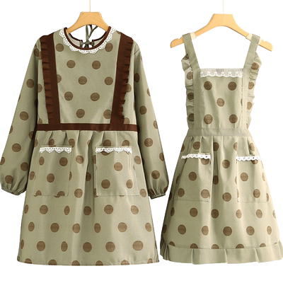 曼达萌棉布防污罩衣大人长袖围裙