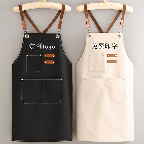 曼达萌帆布高档围裙工作服定制