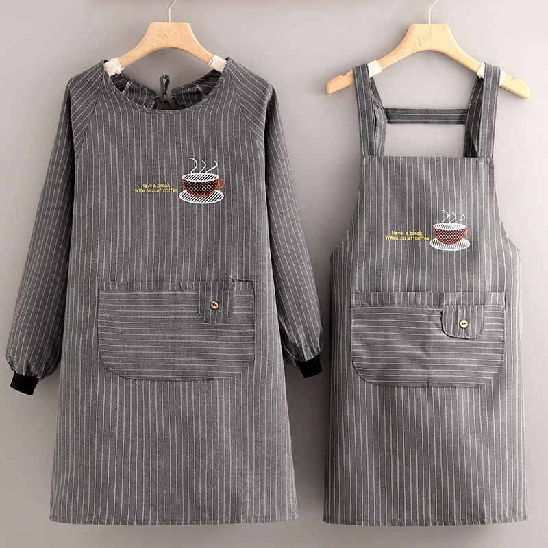 棉布长袖围裙家用厨房罩衣大人女新款洋气韩版防污围腰做饭工作服,家庭/个人清洁工具,围裙,淘宝优惠券,粉丝福利购,淘宝优惠卷