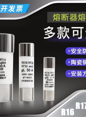 熔断器熔芯RO15R016R017RT18/14圆帽10*14*5138mm保险丝管陶瓷