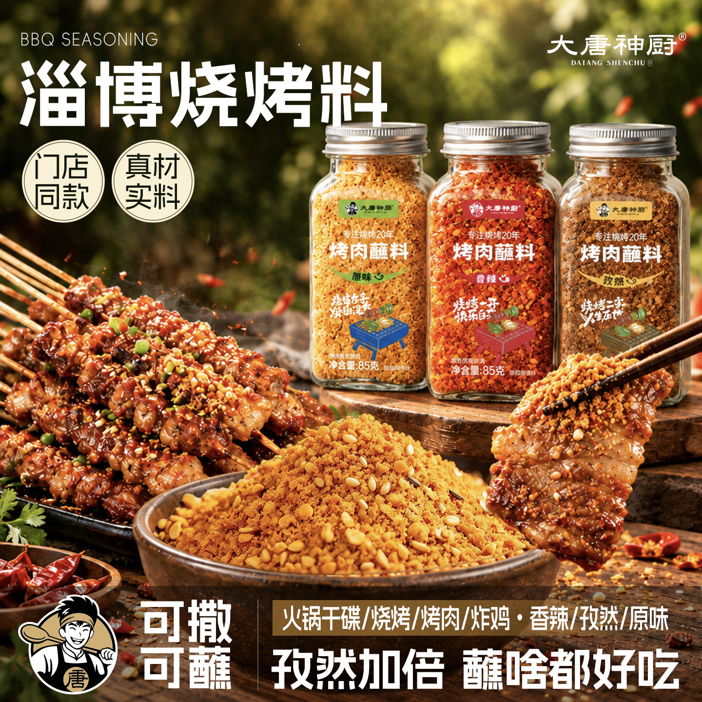 淄博正宗烤肉蘸料撒料韩式干料烧烤调料辣椒面孜然粉干碟全套家用