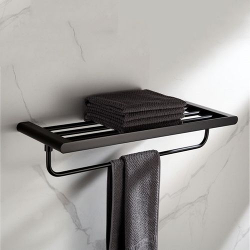 黑色SUS304不锈钢毛巾架挂件套装酒店浴室浴巾架卫生间毛巾杆