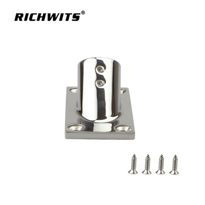 RICHWITS  不锈钢45度方管座 游艇栏杆底座 船用五金 方底圆 管座