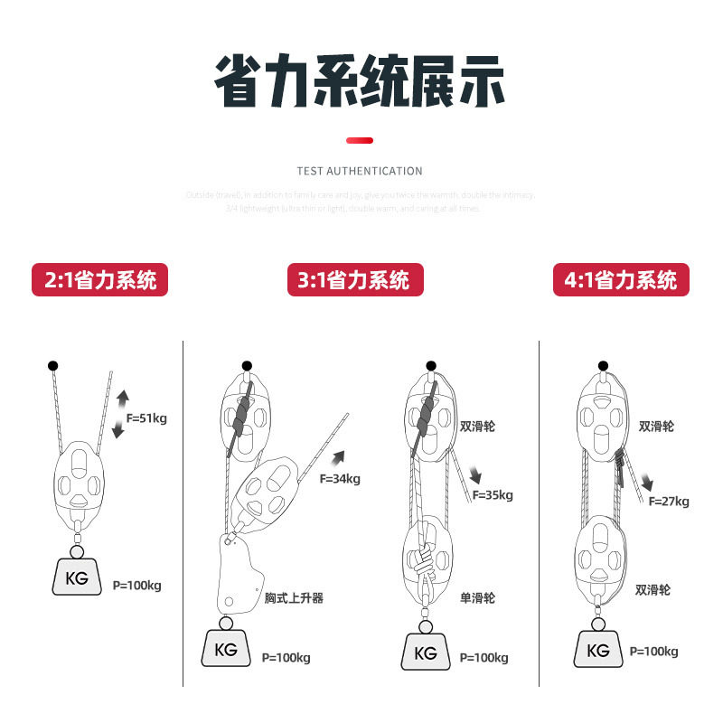 滑轮组省力提拉上升下降器小型滑轮组套装4分之一省力家用吊机