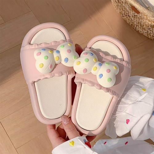 仙女风波点蝴蝶结女童沙滩凉拖鞋