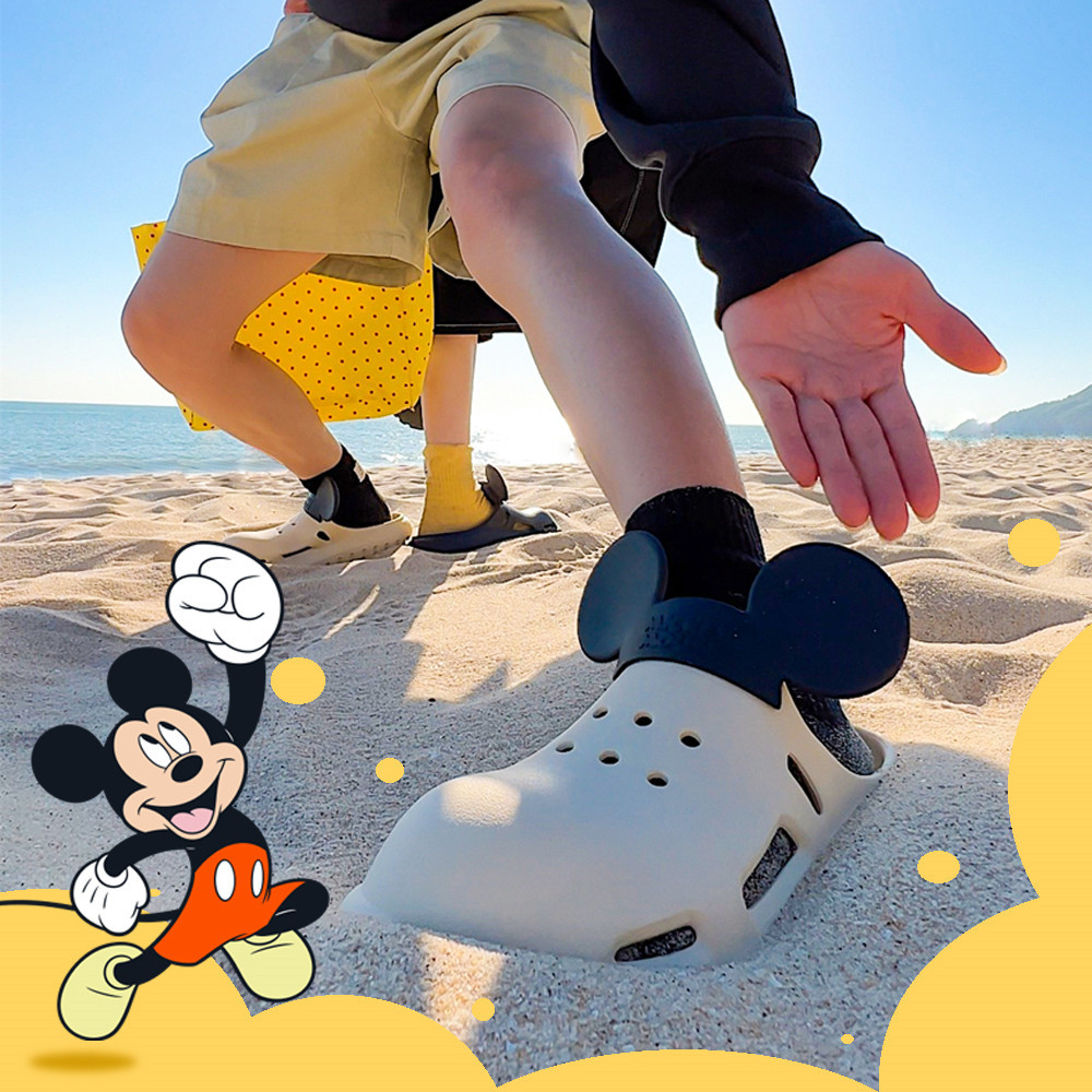 休闲包头拖鞋洞洞鞋女软底夏季两穿正版迪士尼米奇少女心沙滩凉鞋