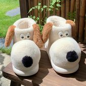 居家外穿趣味卡通可爱掌门狗情侣棉鞋 防滑保暖毛绒雪地靴男女冬季