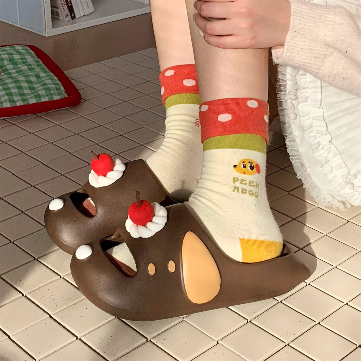 防滑室内少女心可爱樱桃小狗拖鞋居家防撞舒适一字夏季女士凉拖鞋,居家布艺,居家凉拖/凉鞋,淘宝优惠券,粉丝福利购,淘宝优惠卷