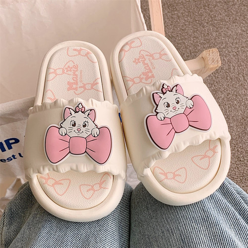 可爱迪士尼蝴蝶结玛丽猫儿童拖鞋