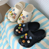 男女 网红可爱创意小怪兽软厚底防滑洞洞鞋 情侣防滑度假沙滩鞋 夏季