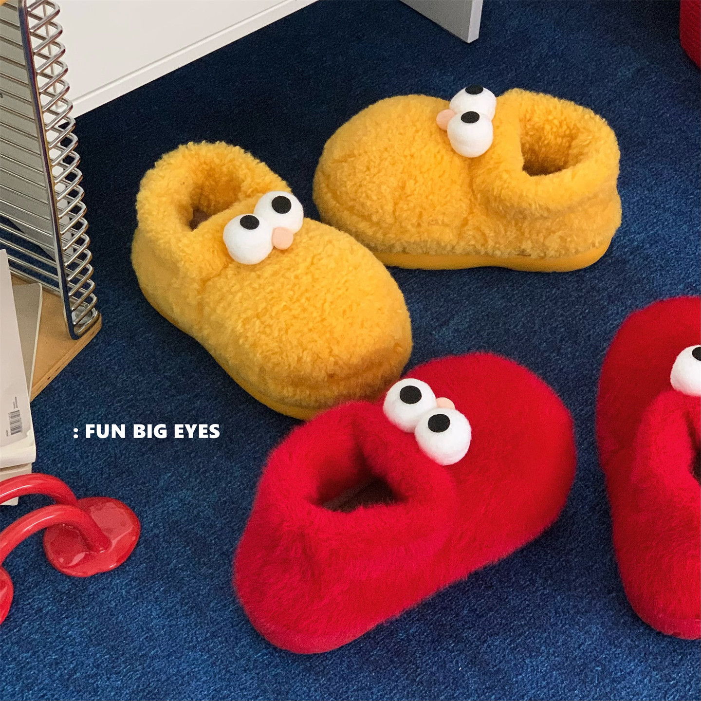 趣味眼睛ins冬天外穿保暖学生毛毛靴子防滑可爱大头短筒棉鞋女士,女鞋,棉鞋,淘宝优惠券,粉丝福利购,淘宝优惠卷