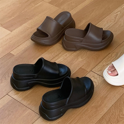 增高9cm坡跟厚底拖鞋女士外穿