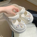 女夏 凉拖鞋 水晶水钻新款 甜美玛丽珍包头半拖EVA透气防滑外穿时尚