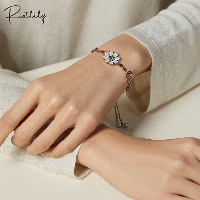 Riotlily/艾特里里山野花丛系列可抽绳花朵手链可调节圣诞送女友