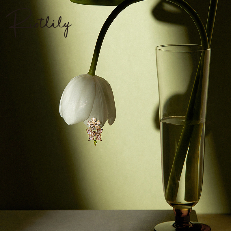 Riotlily/艾特里里梦蝶谧境耳环蝴蝶花朵春夏耳钉气质圣诞送女友