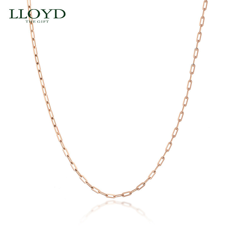 Lloyd洛雅蒂正品轻奢项链女14K金项链方链锁骨链素链细款百搭单链