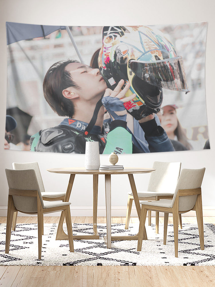 왕 YIBO 오토바이 경주 드라이버 사진 주변 기숙사 침실 벽 장식 배경 천 포스터 교수형 천 태피스트리