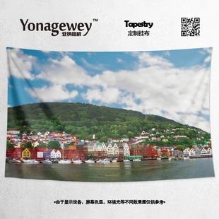 挪威卑尔根Bergen北欧城市写真周边民宿墙壁装 饰画背景布海报挂布