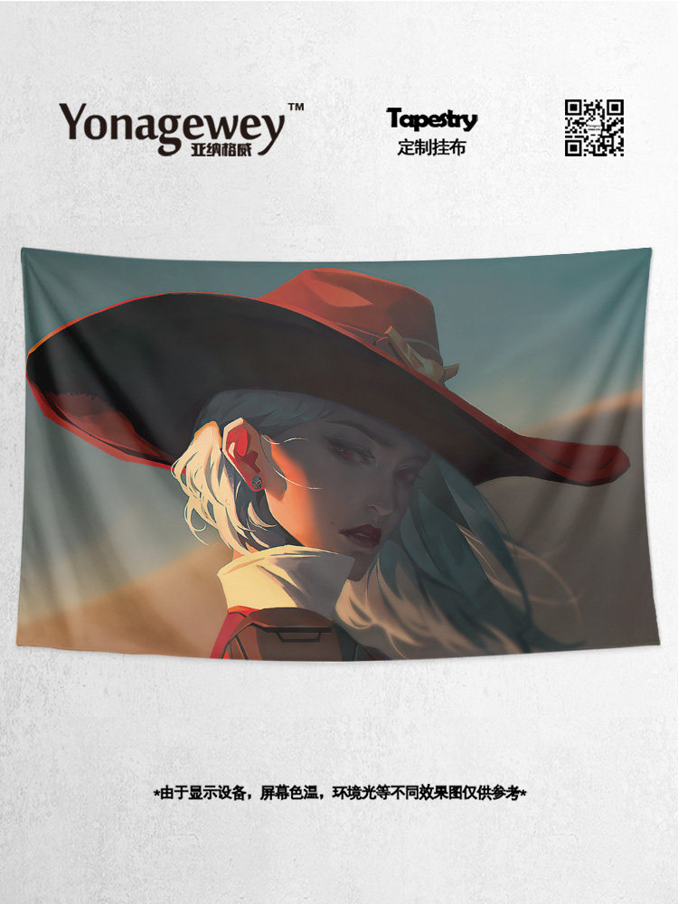 사용자 정의 OW OVERWATCH ASHE 주변 사진 장식 캔버스 배경 천으로 벽 천으로 포스터 태피스트리 교수형 천