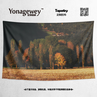 宁静秋日秋天自然树木风光摄影师客厅海报装饰画背景布挂布挂毯