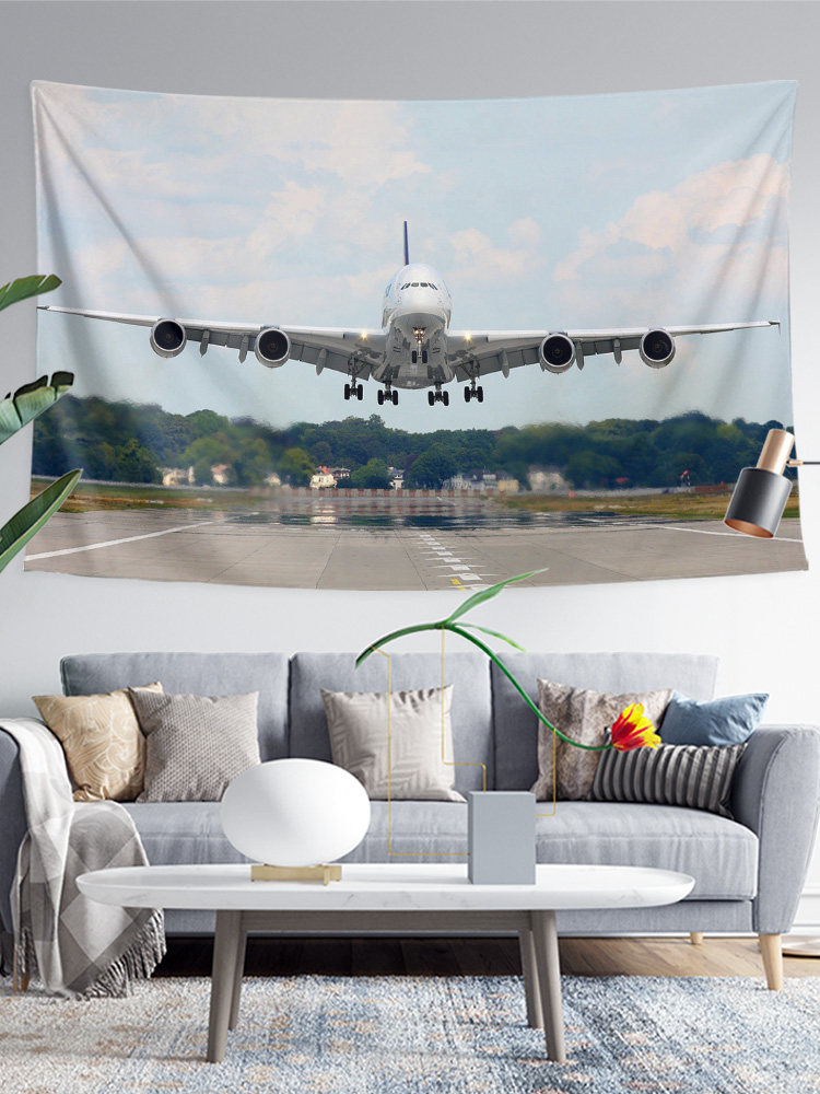 AIRBUS AIRBUS A380 항공기 여객기 주변 침실 장식 포스터 배경 벽 천으로 매달려 태피스트리 그림