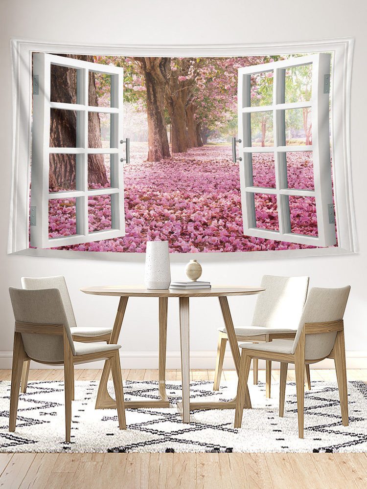 창 밖의 창조적 인 맞춤형 창 풍경 햇빛 침실 기숙사 개조 장식 배경 벽 천 포스터 태피스트리 교수형 천