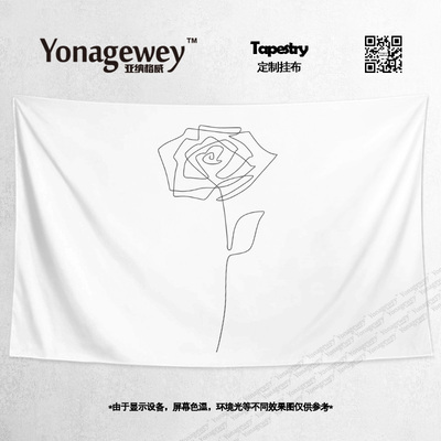 简约黑白线条玫瑰花海报背景布