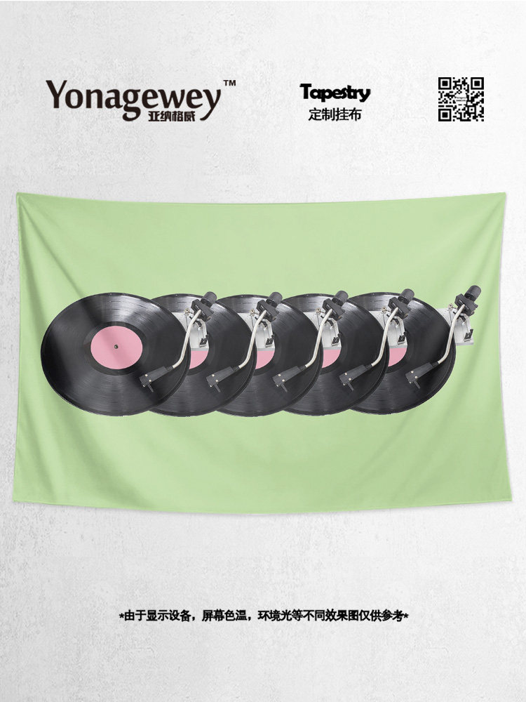 빈티지 감정 비닐 레코드 주변 그림 스튜디오 맞춤형 장식 그림 포스터 배경 벽 천으로 태피스트리 매달려