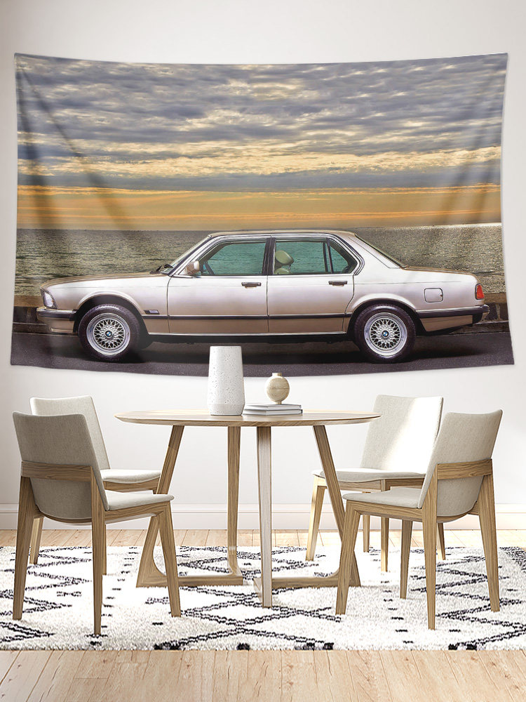레트로 올드 BMW 7 시리즈 E3 E23 E32 오래된 자동차 주변 장식 배경 벽 천 포스터 태피스트리 교수형 천