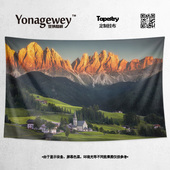 欧洲Alps阿尔卑斯山脉创意山水风景雪山装 饰背景墙布海报挂布挂毯