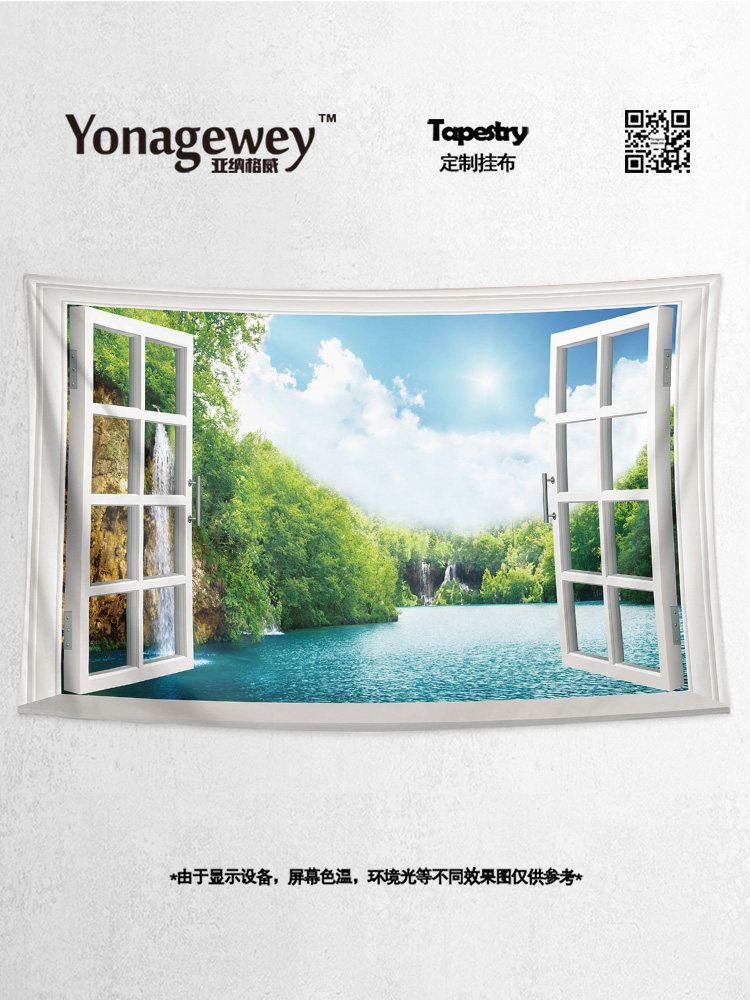 창 밖의 창조적 인 맞춤형 창 풍경 햇빛 침실 기숙사 개조 장식 배경 벽 천 포스터 태피스트리 교수형 천