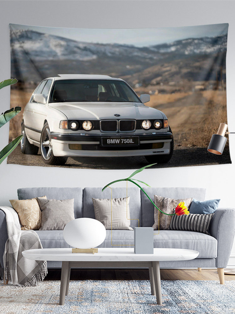레트로 올드 BMW 7 시리즈 E3 E23 E32 오래된 자동차 주변 장식 배경 벽 천 포스터 태피스트리 교수형 천