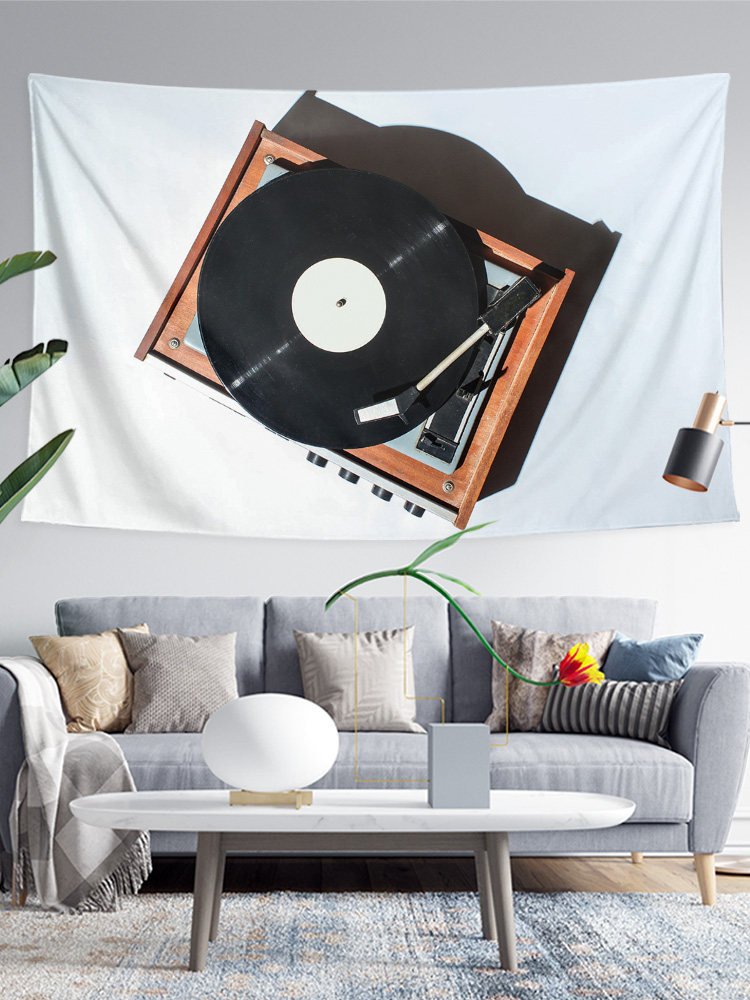 빈티지 감정 비닐 레코드 주변 그림 스튜디오 맞춤형 장식 그림 포스터 배경 벽 천으로 태피스트리 매달려