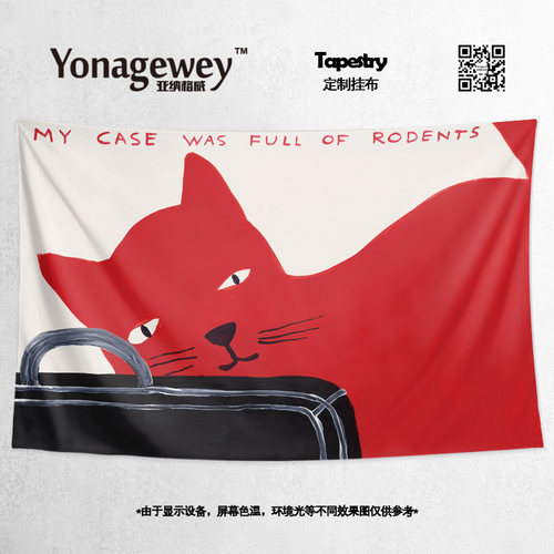 现代简约主义风格猫CAT插画挂布
