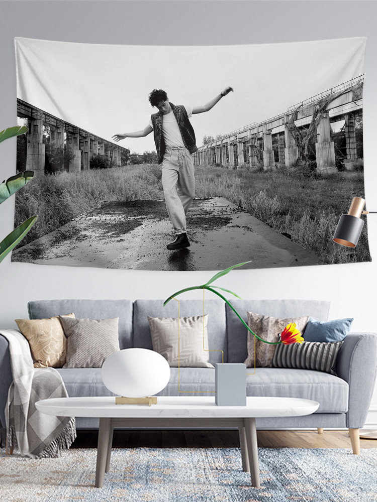 WANG YIBO의 같은 팬 지원 사진 테마 주변 기숙사 침실 장식 배경 천 포스터 교수형 천 태피스트리