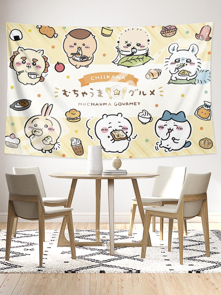 치이카와 포스터 치이카와 귀여운 주변 크리 에이 티브 침실 벽 장식 배경 천 태피스트리 교수형 천