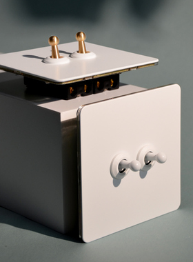 宝德万斯极简侘寂风86型不锈钢插座面板哑白黄铜拨杆复古美学开关