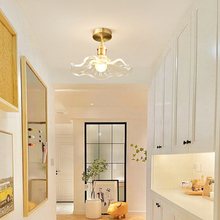 创意荷叶玄关灯入户阳台吸顶灯法式门厅灯爆款网红走廊过道小吊灯