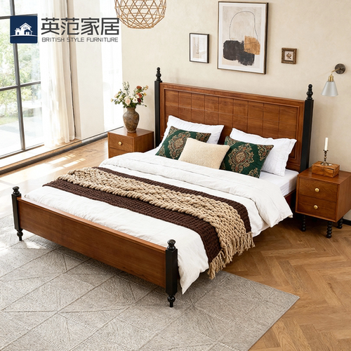 法式复古实木床中古风双人主卧床